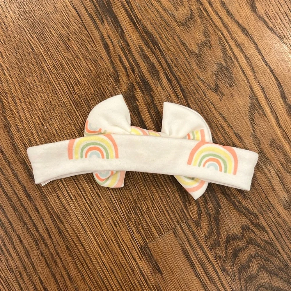 Baby girl rainbow print bow headband